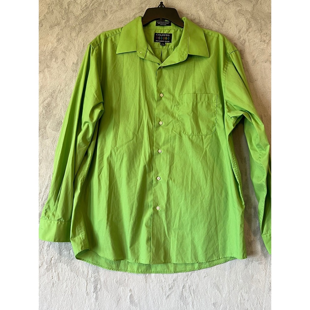 Colours by Alexander Julian Lime Green Dress‎ Shirt Mens Large 16-16.5